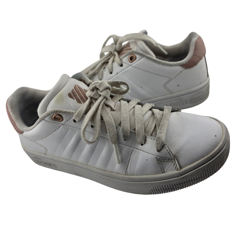 K-Swiss Court Style Low Sneakers Womens 7.5‎ White Rose Gold Good 95624-144-M
